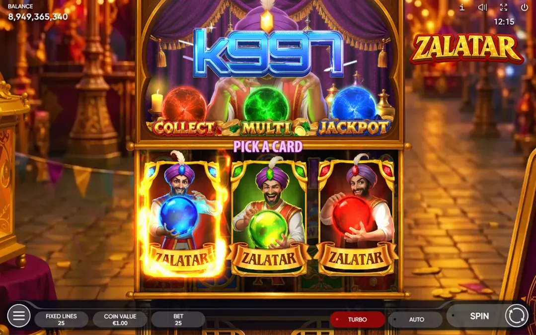 Interface do jogo de slot Zalatar com tema de adivinhação